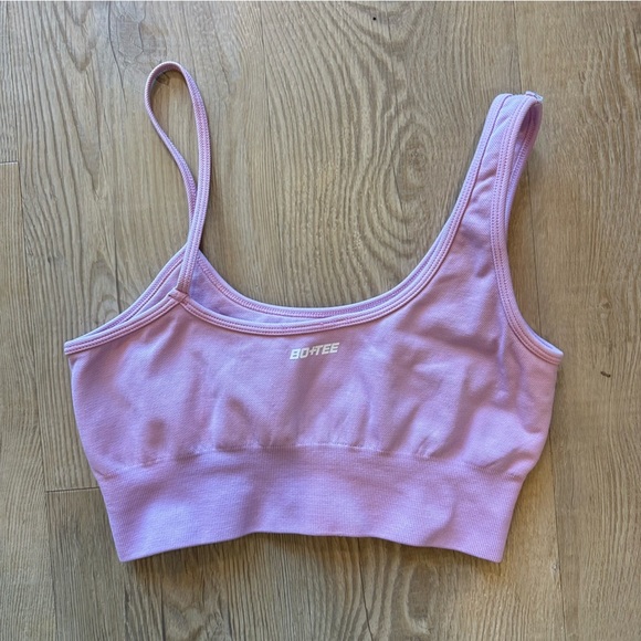 BO+TEE Bike Sports Bra asymmetric crop top Athletic bubblegum pink size medium - Picture 1 of 7